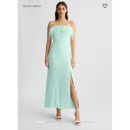 LIUJO vestito elegante con piume VERDE ACQUA