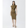 PINKO abito CIELO in lino senza maniche con bottoni GREEN
