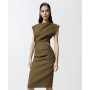PINKO abito CIELO in lino senza maniche con bottoni GREEN