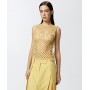 PINKO top GONZANO senza maniche crochet traforato YELLOW