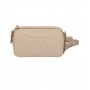 PINKO piccola borsa CARRIE a tracolla con logo Love Birds in rilievo BEIGE