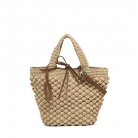 GIANNI CHIARINI borsa double hand in tessuto lavorato a mano NATURE