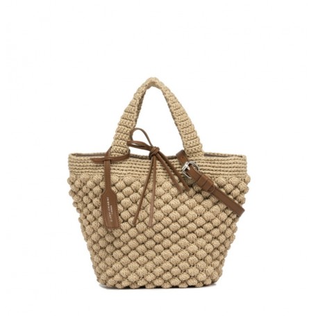 GIANNI CHIARINI borsa double hand in tessuto lavorato a mano NATURE