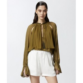 PINKO blusa VALIUM in georgette a righe verticali GREEN