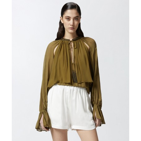 PINKO blusa VALIUM in georgette a righe verticali GREEN