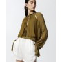 PINKO blusa VALIUM in georgette a righe verticali GREEN