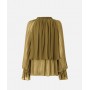 PINKO blusa VALIUM in georgette a righe verticali GREEN